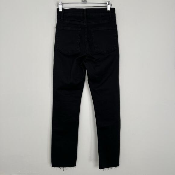 Frame Denim Le High Straight Fit Denim Jeans Black Size 25 High-Rise Frayed Hem - Picture 2 of 9